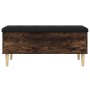Banco almacenaje madera ingeniería roble ahumado 102x42x46 cm by , Benches for halls and storage - Ref: Foro24-835086, Price:...