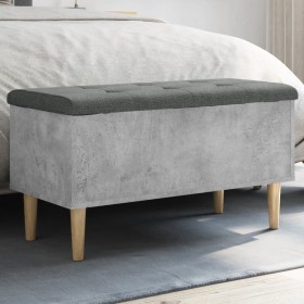 Bank mit Stauraum aus grauem Beton-Ingenieurholz, 82x42x46 cm. von , Bänke für Hallen und Lager - Ref: Foro24-835078, Preis: ...