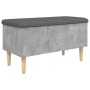 Bank mit Stauraum aus grauem Beton-Ingenieurholz, 82x42x46 cm. von , Bänke für Hallen und Lager - Ref: Foro24-835078, Preis: ...
