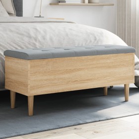 Bank mit Stauraum aus Eichenholz in Sonoma-Farbe, 102x42x46 cm. von , Bänke für Hallen und Lager - Ref: Foro24-835084, Preis:...