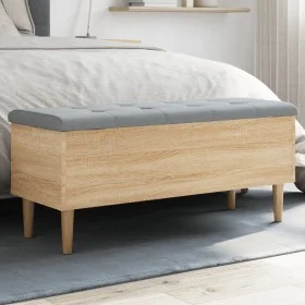Bank mit Stauraum aus Eichenholz in Sonoma-Farbe, 102x42x46 cm. von , Bänke für Hallen und Lager - Ref: Foro24-835084, Preis:...