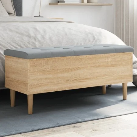 Bank mit Stauraum aus Eichenholz in Sonoma-Farbe, 102x42x46 cm. von , Bänke für Hallen und Lager - Ref: Foro24-835084, Preis:...