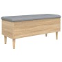 Bank mit Stauraum aus Eichenholz in Sonoma-Farbe, 102x42x46 cm. von , Bänke für Hallen und Lager - Ref: Foro24-835084, Preis:...
