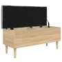 Bank mit Stauraum aus Eichenholz in Sonoma-Farbe, 102x42x46 cm. von , Bänke für Hallen und Lager - Ref: Foro24-835084, Preis:...