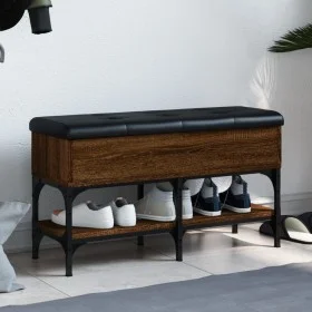 Banco zapatero madera de ingeniería marrón roble 82x32x45 cm by , Benches for halls and storage - Ref: Foro24-835176, Price: ...
