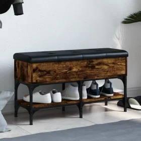 Banco zapatero madera de ingeniería roble ahumado 82x32x45 cm by , Benches for halls and storage - Ref: Foro24-835174, Price:...