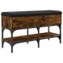 Banco zapatero madera de ingeniería roble ahumado 82x32x45 cm by , Benches for halls and storage - Ref: Foro24-835174, Price:...