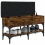 Banco zapatero madera de ingeniería roble ahumado 82x32x45 cm by , Benches for halls and storage - Ref: Foro24-835174, Price:...
