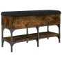 Banco zapatero madera de ingeniería roble ahumado 82x32x45 cm by , Benches for halls and storage - Ref: Foro24-835174, Price:...