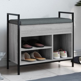 Banco zapatero madera de ingeniería gris Sonoma 65,5x32x57,5 cm