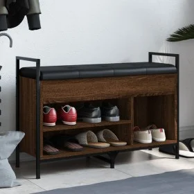 Banco zapatero madera de ingeniería marrón roble 85,5x32x57,5cm by , Benches for halls and storage - Ref: Foro24-835211, Pric...