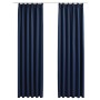 Cortinas opacas con ganchos 2 piezas azul 140x175 cm