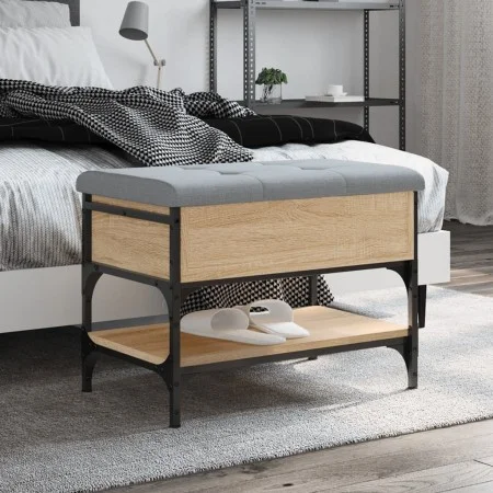 Banco zapatero madera de ingeniería roble Sonoma 62x42x45 cm by , Benches for halls and storage - Ref: Foro24-835188, Price: ...