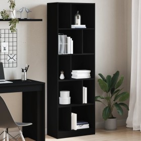 Estantería madera de ingeniería negro 57x28,5x174 cm en Librerías y estanterías | Comprar online en Foro24