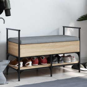 Banco zapatero madera de ingeniería roble Sonoma 85,5x42x57,5cm