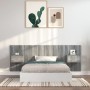 Cabecero de cama con mesitas madera contrachapada gris Sonoma