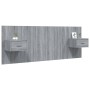 Cabecero de cama con mesitas madera contrachapada gris Sonoma