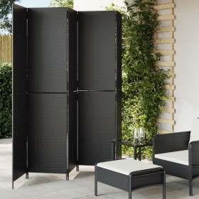 Biombo de 5 paneles ratán sintético negro de , Divisores de ambientes - Ref: Foro24-365364, Precio: 198,15 €, Descuento: %
