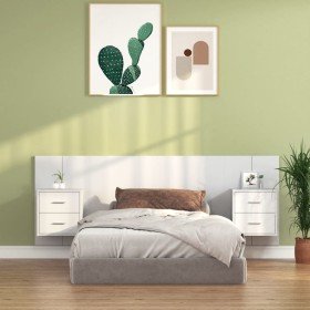 Cabecero de cama con mesitas madera contrachapada blanco