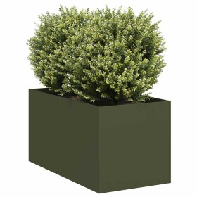 Jardinera de acero laminado en frío verde oliva 40x80x40 cm en Maceteros y jardineras | Comprar online en Foro24