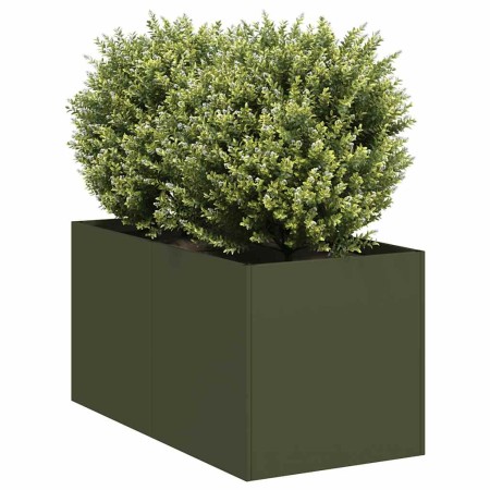 Jardinera de acero laminado en frío verde oliva 40x80x40 cm en Maceteros y jardineras | Comprar online en Foro24