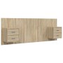Cabecero de cama con mesitas madera contrachapada roble Sonoma