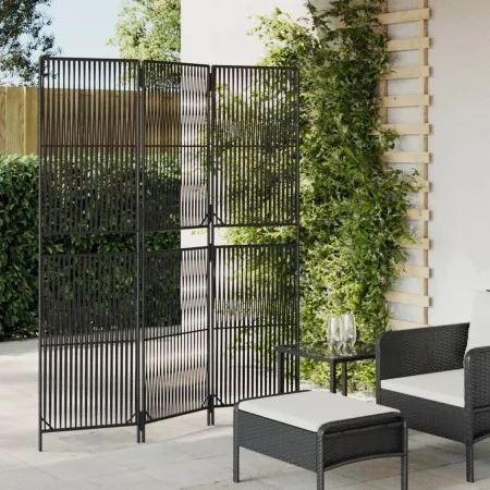 Biombo de 3 paneles ratán sintético negro by , Room dividers - Ref: Foro24-365372, Price: 93,05 €, Discount: %