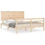 Bed frame with solid wood headboard 160x200 cm by , Beds and slatted bases - Ref: Foro24-3195231, Price: 152,75 €, Discount: %