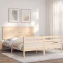 Bed frame with solid wood headboard 160x200 cm by , Beds and slatted bases - Ref: Foro24-3195231, Price: 152,75 €, Discount: %