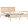 Bed frame with solid wood headboard 160x200 cm by , Beds and slatted bases - Ref: Foro24-3195231, Price: 152,75 €, Discount: %