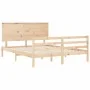 Bed frame with solid wood headboard 160x200 cm by , Beds and slatted bases - Ref: Foro24-3195231, Price: 152,75 €, Discount: %