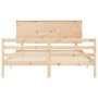 Bed frame with solid wood headboard 160x200 cm by , Beds and slatted bases - Ref: Foro24-3195231, Price: 152,75 €, Discount: %