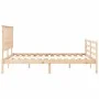 Bed frame with solid wood headboard 160x200 cm by , Beds and slatted bases - Ref: Foro24-3195231, Price: 152,75 €, Discount: %