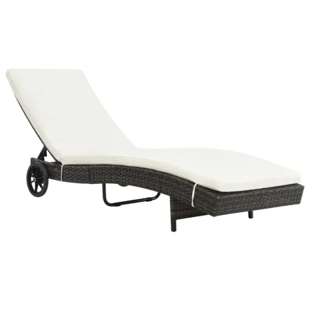 Sonnenliege mit Rollen und Kissen Kunstrattan braun von vidaXL, Liegen - Ref: Foro24-44453, Preis: 174,20 €, Rabatt: %