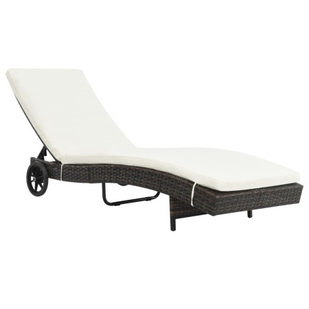 Wheelchair with brown synthetic rattan cushion by vidaXL, Loungers - Ref: Foro24-44453, Price: 174,20 €, Discount: %