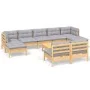 Juego de muebles de jardín 10 pzas y cojines madera pino gris de , Conjuntos de jardín - Ref: Foro24-3097108, Precio: 749,80 ...