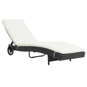 Liege mit Rollen und schwarzem synthetischem Rattankissen von vidaXL, Liegen - Ref: Foro24-44454, Preis: 154,11 €, Rabatt: %
