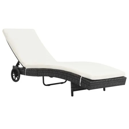 Liege mit Rollen und schwarzem synthetischem Rattankissen von vidaXL, Liegen - Ref: Foro24-44454, Preis: 154,11 €, Rabatt: %