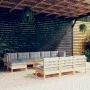 11-piece garden furniture set with gray pine wood cushions by , Garden sets - Ref: Foro24-3097120, Price: 810,49 €, Discount: %