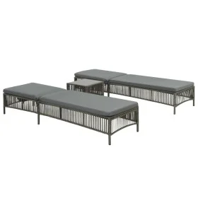 Sun loungers 2 units with brown synthetic rattan table by vidaXL, Loungers - Ref: Foro24-44456, Price: 348,17 €, Discount: %