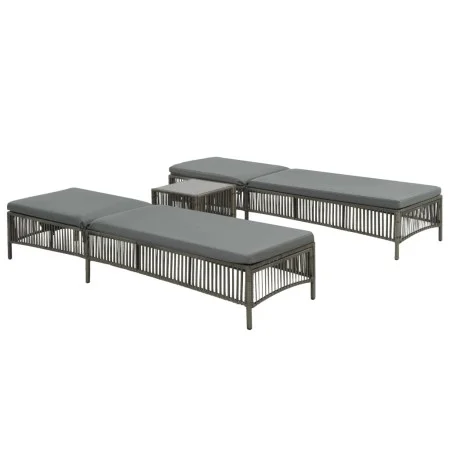 Sun loungers 2 units with brown synthetic rattan table by vidaXL, Loungers - Ref: Foro24-44456, Price: 348,17 €, Discount: %