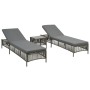 Sun loungers 2 units with brown synthetic rattan table by vidaXL, Loungers - Ref: Foro24-44456, Price: 354,07 €, Discount: %