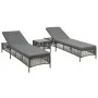 Sun loungers 2 units with brown synthetic rattan table by vidaXL, Loungers - Ref: Foro24-44456, Price: 348,17 €, Discount: %