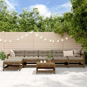 7-piece solid pine wood garden furniture set in honey brown. by , Garden sets - Ref: Foro24-3186427, Price: 435,21 €, Discoun...