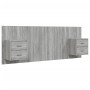 Cabecero de cama con mesitas madera contrachapada gris Sonoma