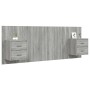 Cabecero de cama con mesitas madera contrachapada gris Sonoma