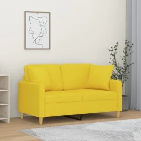 2-seater sofa with light yellow fabric cushions, 120 cm. by , Sofas - Ref: Foro24-3200906, Price: 214,44 €, Discount: %