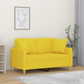 Sofá de 2 plazas con cojines tela amarillo claro 120 cm de , Sofás - Ref: Foro24-3200906, Precio: 217,79 €, Descuento: %