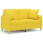 Sofá de 2 plazas con cojines tela amarillo claro 120 cm de , Sofás - Ref: Foro24-3200906, Precio: 214,42 €, Descuento: %