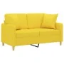 Sofá de 2 plazas con cojines tela amarillo claro 120 cm de , Sofás - Ref: Foro24-3200906, Precio: 214,42 €, Descuento: %